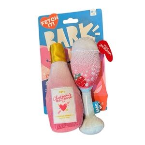 Bark Box Valentine’s Day Dog Toys Champagne Bottle and Bubbly Squeaky Toy NWT